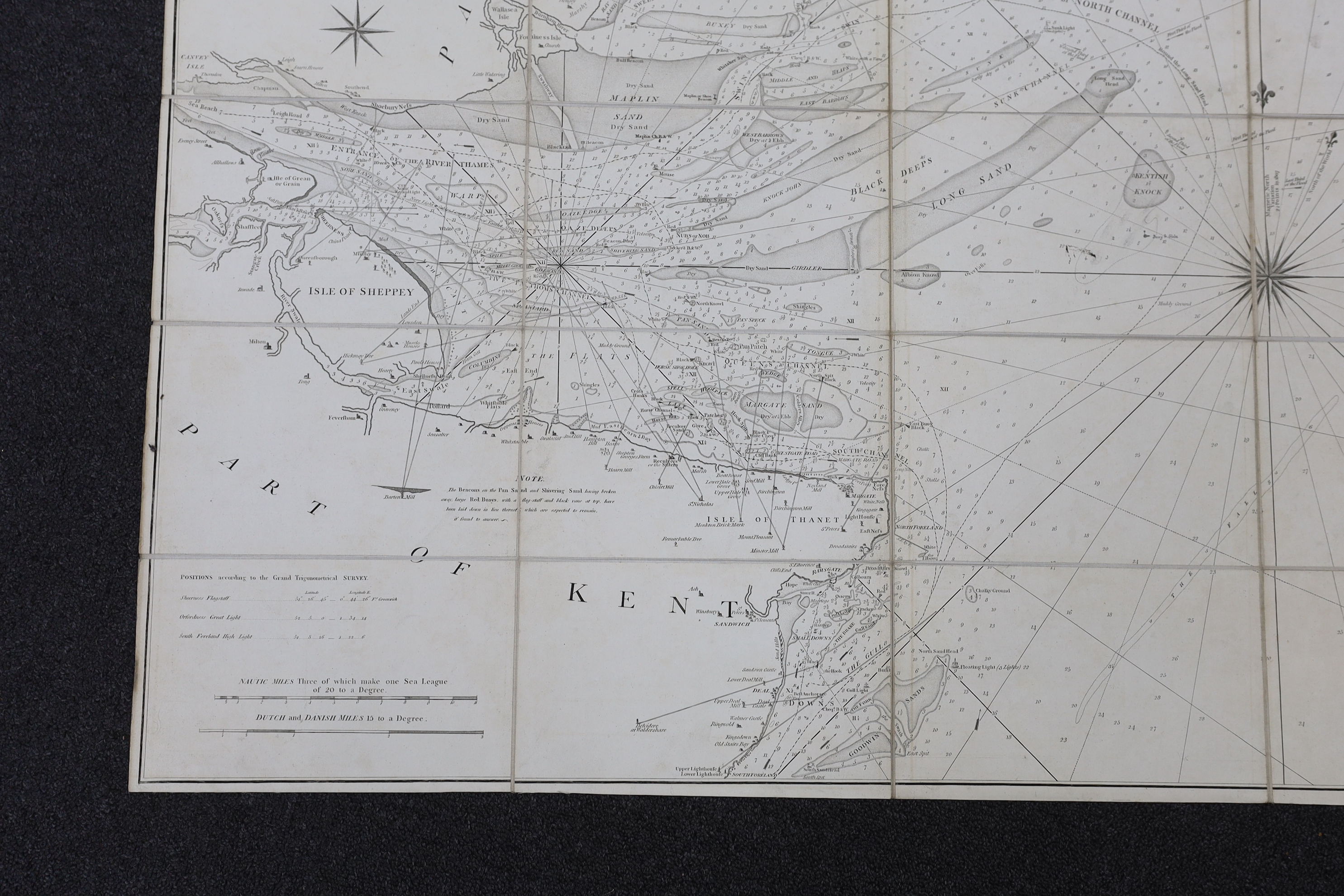 Burn, George (and others) A New and Correct Chart of the Thames' Mouth, and c. from London Bridge to Orford Ness...and from the Nore to the North Foreland, the Downs, and South Foreland.....a corrected edition, with the